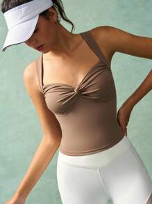 VARSIVA Women's Solid Color Twist Pleated Sleeveless Tank Top, Summer Fashion - Grey - View 6