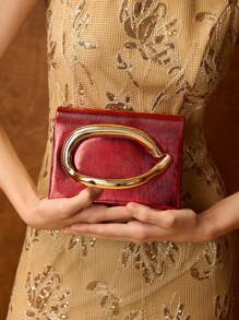 MOTF PREMIUM METALLIC DECOR PU LEATHER CLUTCH - Red - View 8