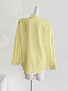 INAWLY Women's Casual Versatile Solid Color Loose Long Sleeve Blouse