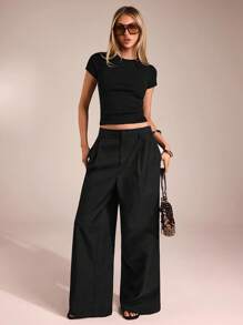 SHEIN Forever 21 Women Pants Business Casual Women Western Wear Women Wide Leg Pants Office Women Baggy Pants Professional Women Clothes Office Wear Grey Women Pants Loose Pants Women Slacks