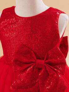Glamorique Kids Christmas Young Girl Dresses, Party Dresses, New Year's Dresses, Christmas Children's Dance Dresses, Little Girl Princess Dresses, Red Sequined Pearl Dresses, Red Tulle Tutu Dresses, Dresses With Large Bows At The Back, Stage Performance Dresses, Middle Eastern-Style All-Season Dresses, Birthday Party Dresses, Carnival Dresses. - Red - View 7