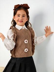 SHEIN 复古优雅少女灯笼袖衬衫，秋季白色纽扣衬衫，母女亲子装，适合秋冬季日常休闲穿着及上学穿着，返校季必备 - 白色 - 查看 7