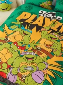 TEENAGE MUTANT NINJA TURTLES | SHEIN 卡通乌龟 & 字母印花羽绒被套 - 綠色 - 查看 7