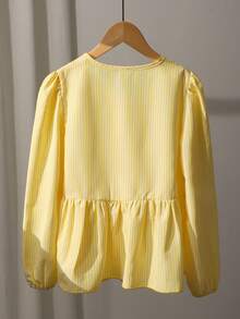 SHEIN Tween Mädchen Lässig Urban gestreiftes Schleifenhemd, geeignet für den Schulanfang