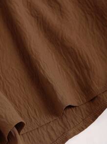 Sweetra Women's 2pcs Solid Brown Minimalist Daily Twist Front Tube Top And Shorts Set, Fitted - Mocha Brown - View 5