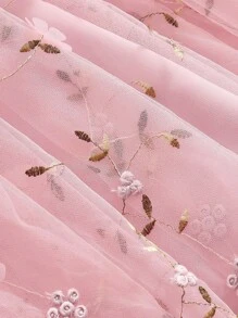 SHEIN MOD Pink Floral Print Retro Style Dress With Bowknot Belt,Valentine Outfits - Pink - View 3