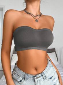 1pc Women's Sexy Minimalist Wireless Strapless Convertible Push-Up Bra With Side Closure - Grey - View 3