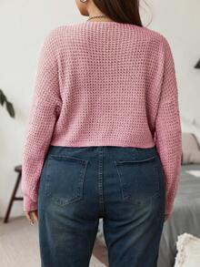 Vionelle Plus Size Casual Solid Color Drawstring Pullover Sweater Fall Winter Cloth For Women Autumn