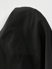 SHEIN 女式休闲骑士印花翻领修身长袖 T 恤 - 黑色 - 查看 5