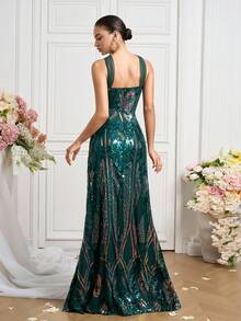 Coutiva 女士正式晚礼服（华丽装饰） - 墨綠色 - 查看 2