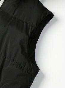 Manfinity Homme 男士连帽拉链加厚背心，男士冬季背心，连帽背心，男士背心，秋季 - 黑色 - 查看 5