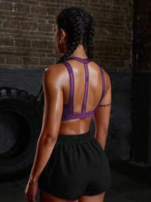 Powerista Red Violet Push Up Sports Bra With Supportive Straps For Gym And Workout - Red Violet - View 3