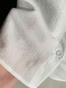 Comfortcana Women Solid Color  Woven Cropped Shirt - White - View 6