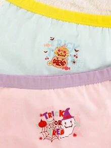 5件装 女童万圣节草莓印花可爱水果派对柔软棉质内裤 - 彩色 - 查看 4