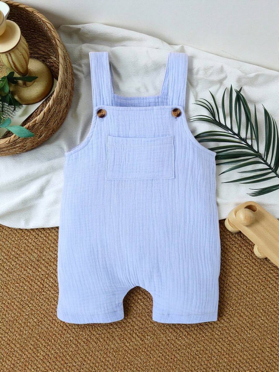 SHEIN Vintaside Kids Baby Boy Pocket Patched Overall Romper