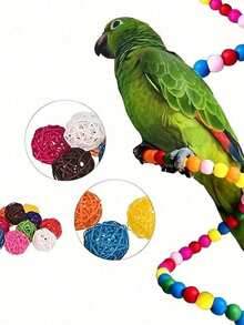 16pcs Bird Toys Set With Swing, Climbing Ropes, Spiral Standing Perch, Ladder, Hammock, Parrot Chew Toys - Multicolor - View 2