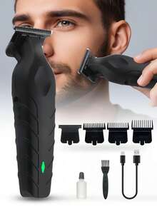 Teckwe Hair Trimmer 0mm Zero Gapped Carving Clipper For Men, With Razor Lubricant Bottle, Professional Haircut Machine Electric Rechargeable Hair Trimming Machine Barber Trimmer Hair Beard Shaver - Black - View 4