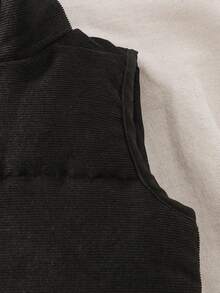 SHEIN Áo khoác vest không tay cổ đứng dày dễ thương đa năng cho bé từ 0-3 tuổi, màu đen, thường ngày, dễ thương, phù hợp cho cả bé trai và bé gái - màu đen - Xem 6