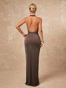 Lumalex Robe d'été sexy à col V profond et dos nu pour femmes