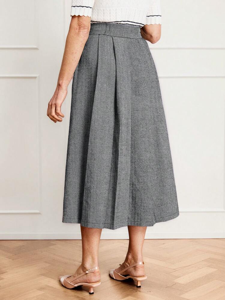 Country Concert Women's Pleated Minimalist Commuter Skirt, Casual Daily Wear