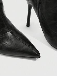 CUCCOO SZL Giày bốt cao đến mắt cá chân mũi nhọn thời trang dành cho nữ, thích hợp đi làm, hẹn hò, tiệc tùng, đi nghỉ - màu đen - Xem 9