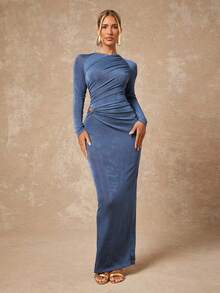 Lumalex Fall New Style WomenGathering Party Glamour Elegant Banquet Modest Old Money Glitter Holiday Party Glamour Elegant Rave Festival Outing Vacation Hot Outdoor Richly Layered Wedding Season Banquet Coming Of Age Ceremony Women's Round Neck Raglan Sleeve Pleated Fitted Elegant Long Dress Blue Elegant Dress Long Sleeve Elegant Dress Blue Formal Gown Blue Evening Gown Dusty Blue Dress,Fall New Style WomenWedding Guest Dress ID Al-Adha Al-Adha Party New Year - Blue - View 7