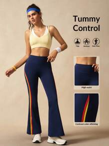VARSIVA Yoga Women Pants Women's Contrast Striped Flare Leg Sports Pants - Multicolor - View 9
