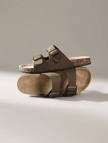 Solecia 男士圆头双带平底一脚蹬鞋，方便舒适，适合日常、聚会、通勤，时尚百搭