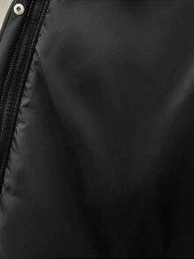 SHEIN Maternity Casual Drawstring Waist Hooded Jacket, Versatile For Winter Winter Clothes Chic - Black - View 8