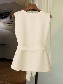 SHEIN Clasi 女士休闲办公室简约纯色无袖衬衫