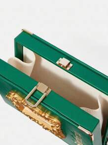 HARRY POTTER X SHEIN Book-Shaped Foil Print Box Shoulder Bag - Green - View 8