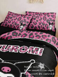 HELLO KITTY AND FRIENDS | SHEIN 卡通豹纹拼布床上用品套件 - 彩色 - 查看 6