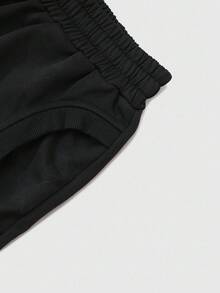 Manfinity EMRG 男士黑色美式休闲套头衫和运动裤套装，适合日常、休闲、通勤、街头服饰黑色两件套男士男士两件套服装男士套装黑色套装男士男士运动服套装，秋季服装 - 黑色 - 查看 8