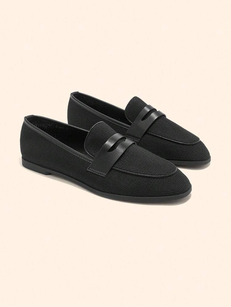 CUCCOO BASICS Women's Fashionable Black Comfortable Breathable Flat Loafers, Suitable For Commuting, Vacation And Various Occasions