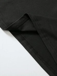 EMERY ROSE Halloween Skull Print Round-Neck T-Shirt, Spring And Summer Casual Short-Sleeved Top - Black - View 7