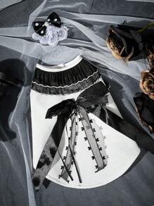 PETSIN Schwarz-Weiß Prinzessin Stil Haustierbekleidung, Spitzen-Schleifendesign, geeignet für Partys, Geburtstage und andere wichtige Anlässe, beliebt in Europa und Amerika, passend für Teddy, Pudel, Katze, modischer Haustier Cardigan für Herbst/Winter