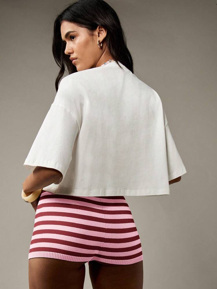 MISSGUIDED Summer Knit Hot Pants High Waisted Drawstring Ribbed Shorts Beachwear Vacation Resort Wear Holiday Fashion Casual Lounge Bottoms