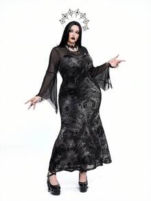 Whyspr Váy Halloween phong cách Goth Punk cỡ lớn - màu đen - Xem 1