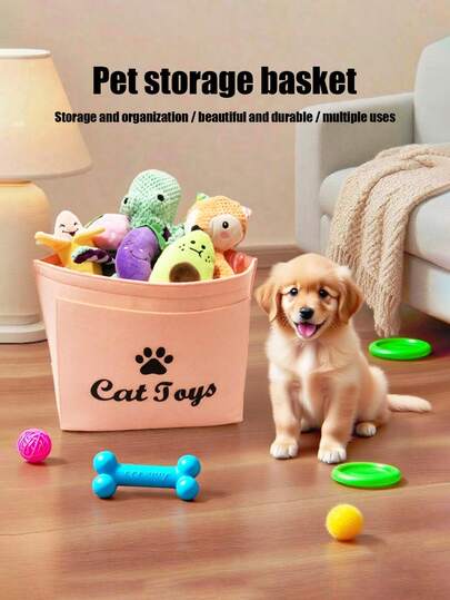 PETSIN 1 Giỏ đựng đồ cho thú cưng, đồ chơi cho thú cưng, đồ chơi cho mèo, đồ chơi cho chó, đồ ăn nhẹ, đồ dùng lặt vặt, túi đựng và sắp xếp bằng nỉ, túi nỉ hình bánh bao dung tích lớn, giỏ đựng đồ bằng nỉ di động, đồ dùng cho thú cưng