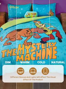 SCOOBY-DOO X SHEIN 3pc Cute And Simple Daily Bedding Set,Suitable For Single Bed/Double Bed/Queen Bed/King Bed, Dormitory/Home - Green - View 9