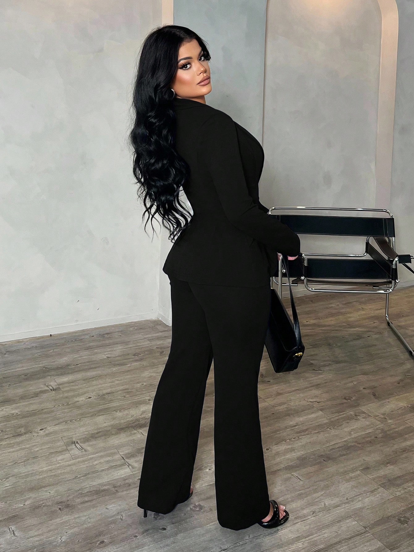 SHEIN SXY 3 قطع: بدلة رسمية بسترة وبنطلون باللون ا...