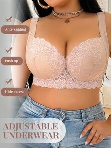 DesireSculpt 3 件套加大码性感蕾丝舒适无缝支撑钢圈胸罩女士胸罩 3 件套蕾丝聚拢胸罩，大胸文胸，提升 - 彩色 - 查看 7