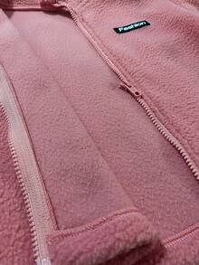 Genkimix Kids Young Girl' Cute Letter Decor Solid Color Jacket - Pink - View 8