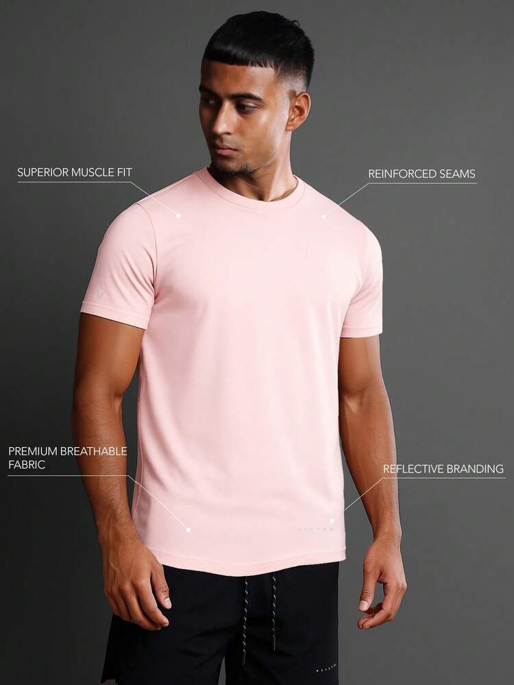 Muscle Fit Round Neck Tee With Reinforced Seams