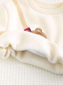 Cozy Pixies 2件套男婴熊图案圆领长袖连帽衫和慢跑裤套装 - 紅色 - 查看 3