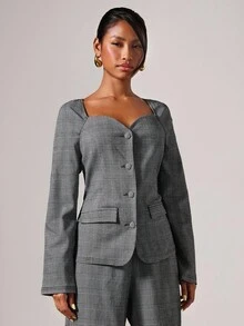 COSMINA Women's Fashion Commuter Plaid Jacket And Pants 2 Pieces Set, Business Casual Woman, Women Work Attire, Office Outfits For Women Set - Multicolor - View 5