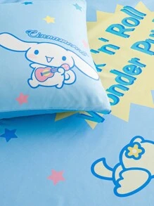 HELLO KITTY AND FRIENDS | SHEIN 可爱有趣的卡通、字母、星星、音符印花床上用品套装 - 淺藍色 - 查看 6