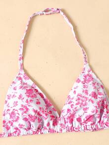 SHEIN Setelan Baju Renang 3 Potong untuk Remaja Perempuan dengan Rok, Setelan Bikini Motif Bunga dengan Sarung, Baju Renang Remaja, Putih, Musim Panas, Tropis, Pantai, Liburan, Pakaian Liburan - Baby Pink - View 6