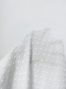 SHEIN Clasi 女士瑞士圆点立领灯笼袖 - 白色 - 查看 7