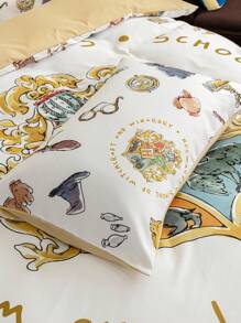 HARRY POTTER X SHEIN 3pcs Badge And Letter Printed Duvet Cover Set,Gifts,Suitable For Single Bed/Double Bed/Queen Bed/King Bed, Dormitory/Home,Back To School - Multicolor - View 5